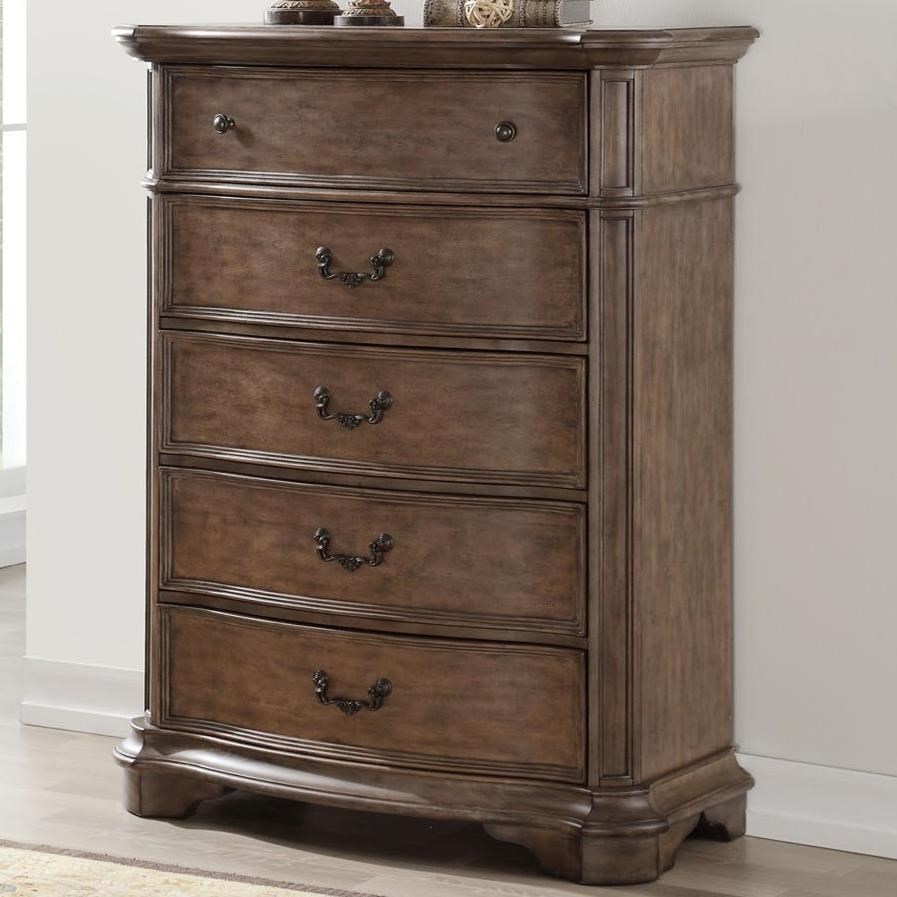 Avalon Furniture Tulsa B01495 C Traditional Five Drawer Chest with Felt